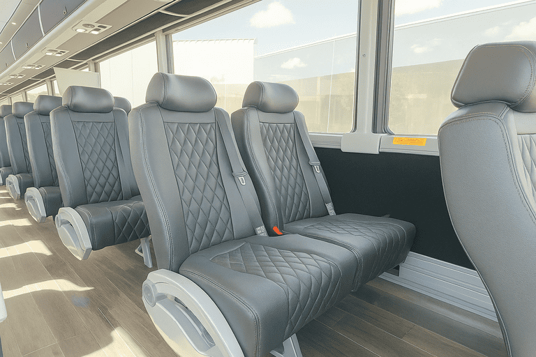 interior of Arvada Shuttle Bus Rentals charter bus